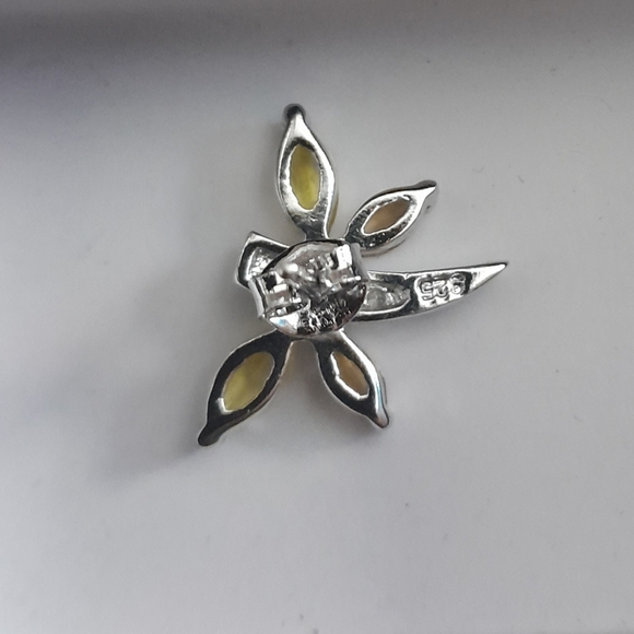 925 Sterling Citrine Dragonfly/Butterfly Earring Very Sparkly and Pretty - Picture 2 of 2